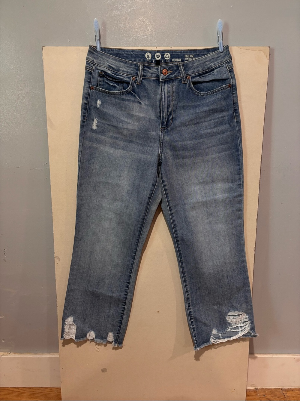 Rewash Blue Distressed Cropped Jeans